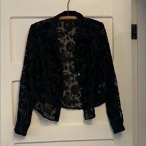 Black Lace Women's sheer & velour blouse